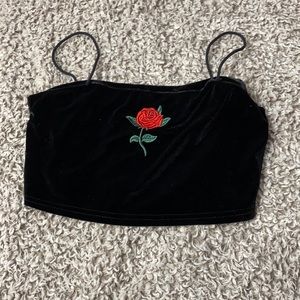 black velvet rose tank top/ crop top